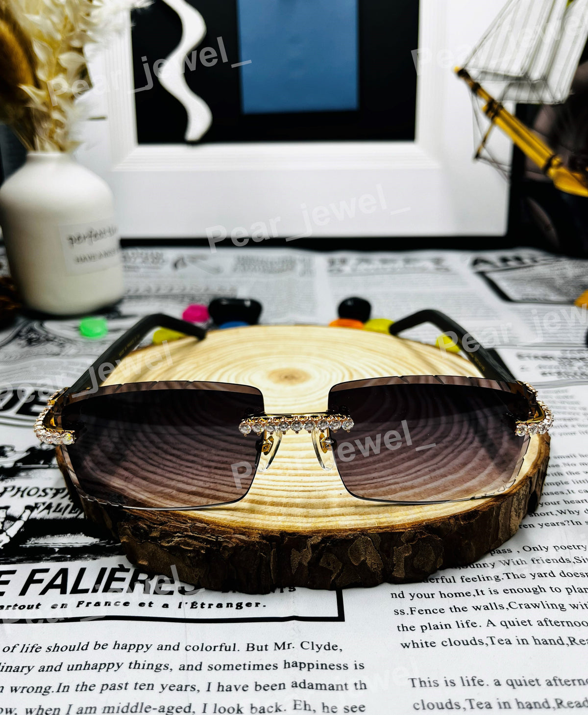 Iced Out Moissanite Diamond Gradient Glasses Luxury Bling Statement Sunglasses
