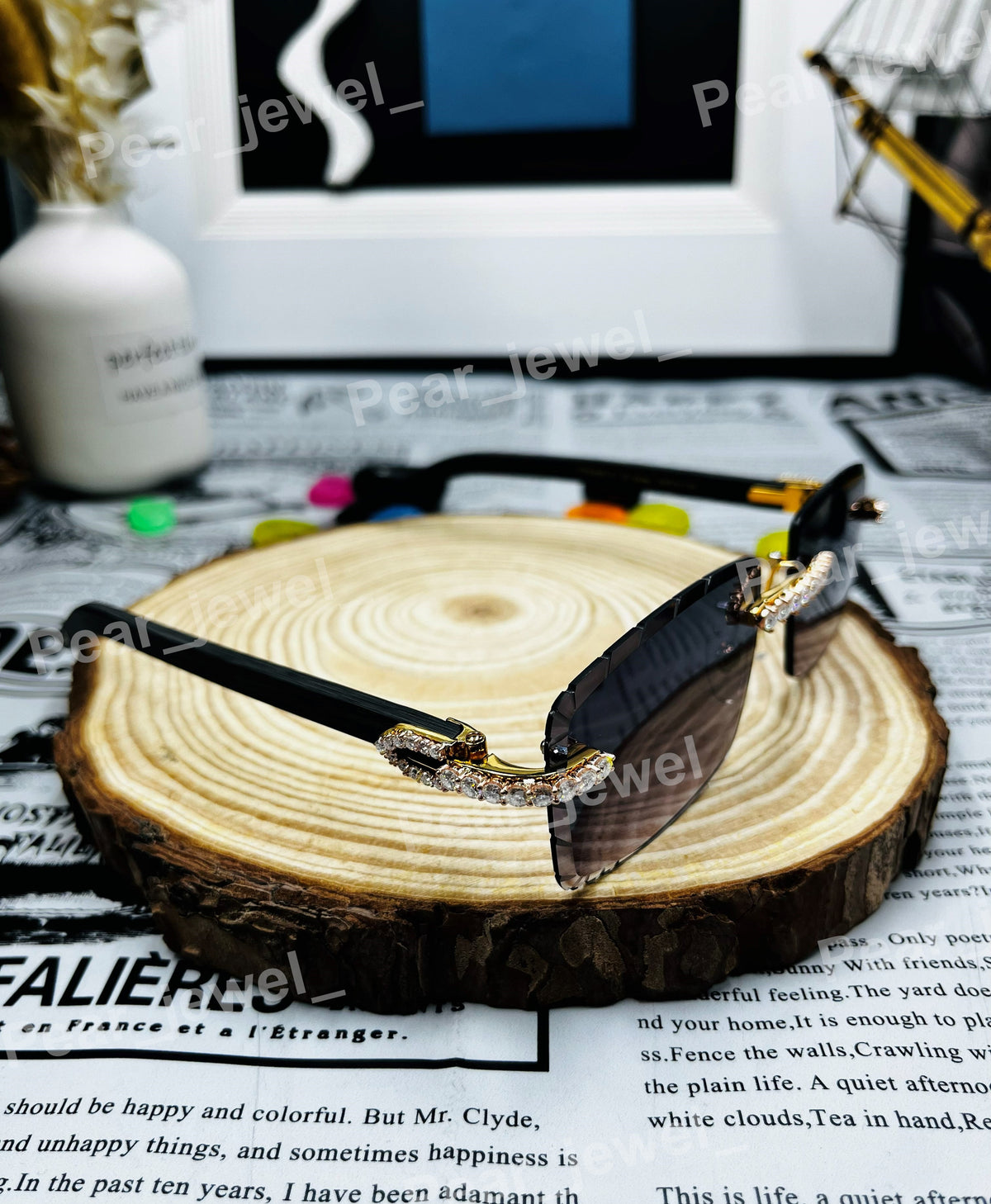 Iced Out Moissanite Diamond Gradient Glasses Luxury Bling Statement Sunglasses