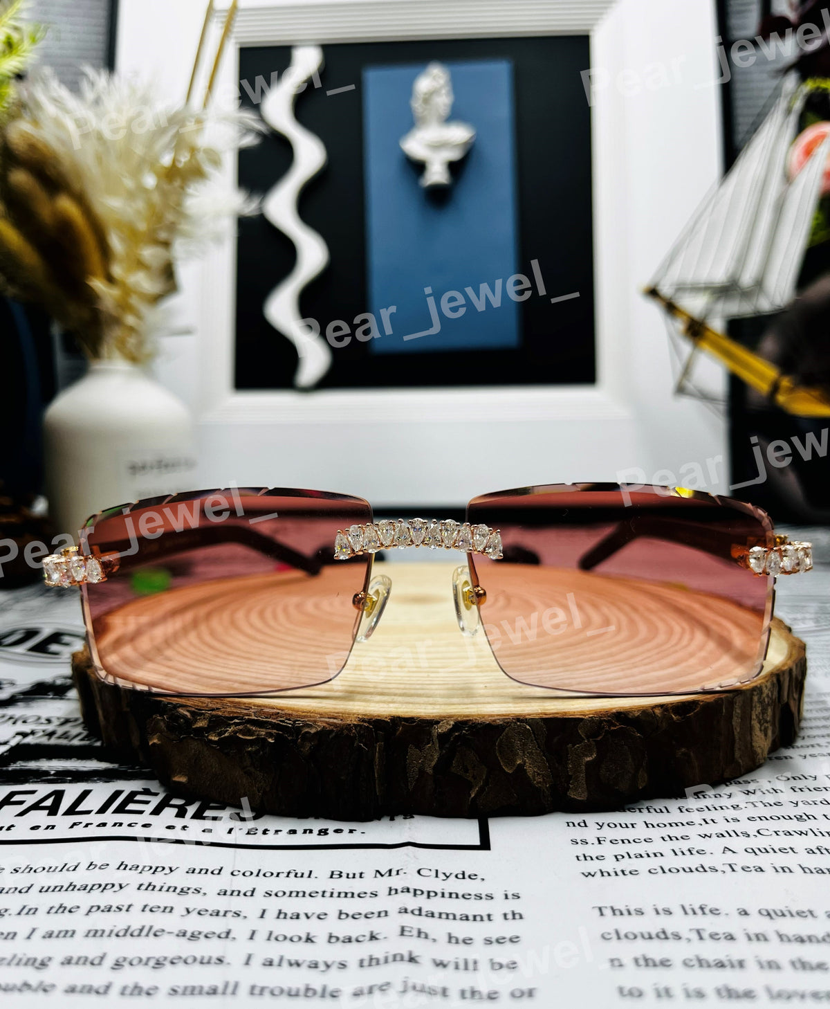 Iced Out Moissanite Diamond Rimless Gradient Sunglasses For Men Women Party Wear