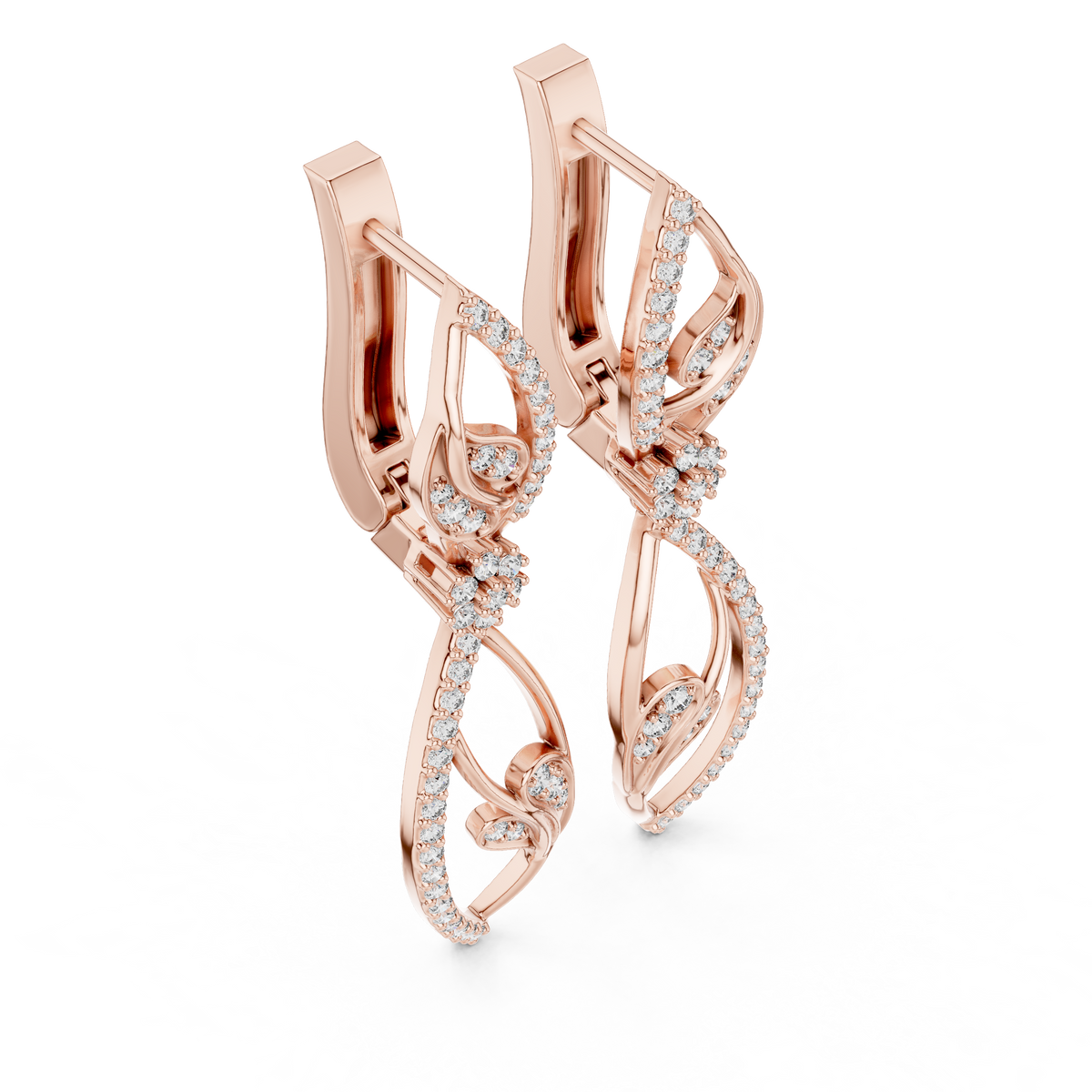 925sterling Silver Iced Out Leaf Earring With Moissanite Diamond Drop Earring