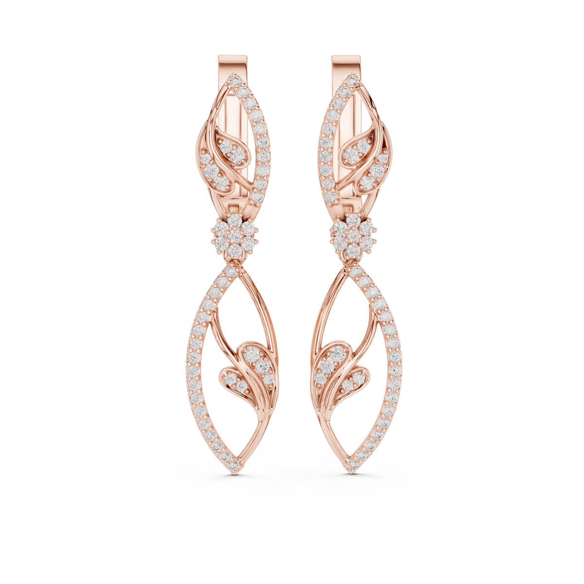 925sterling Silver Iced Out Leaf Earring With Moissanite Diamond Drop Earring