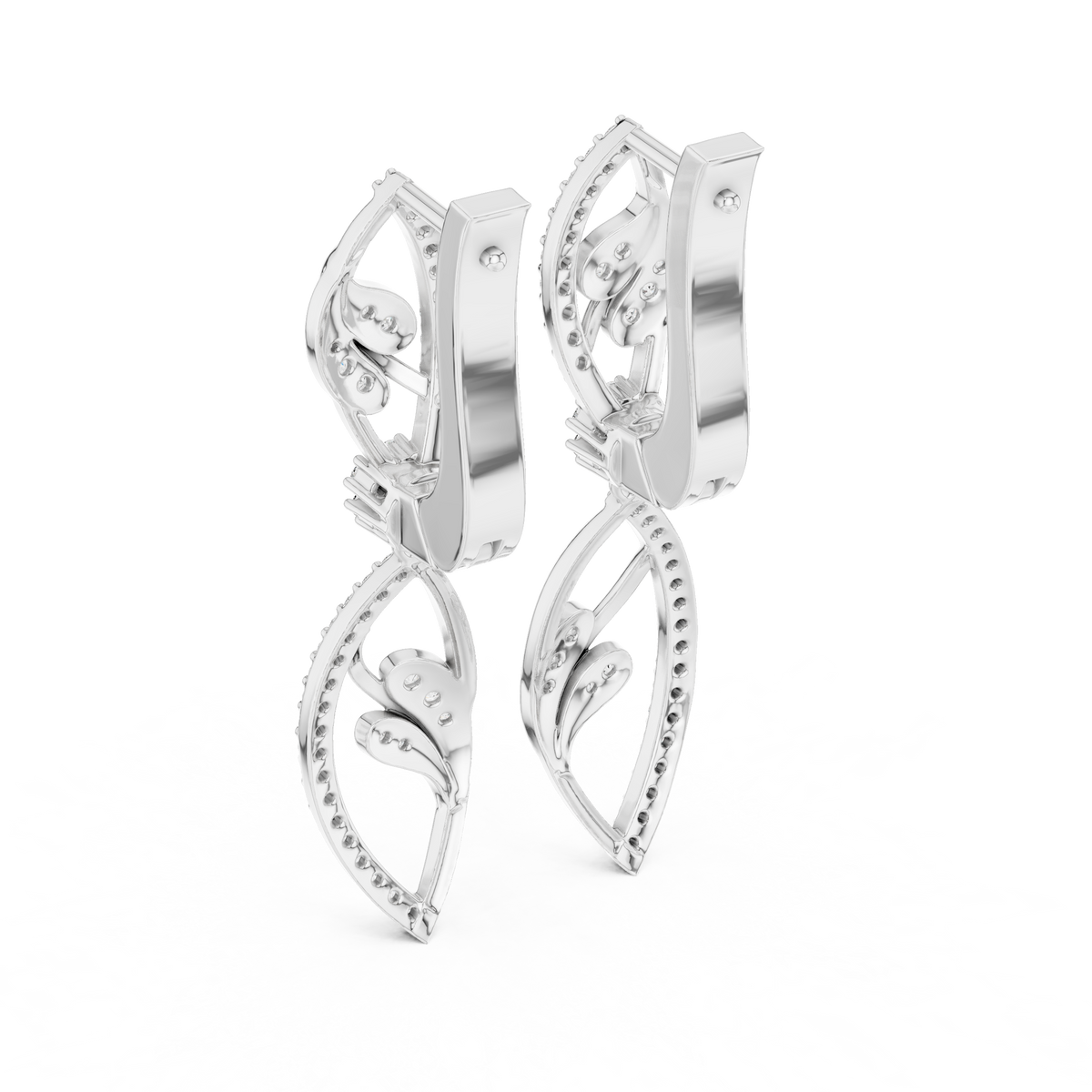 925sterling Silver Iced Out Leaf Earring With Moissanite Diamond Drop Earring