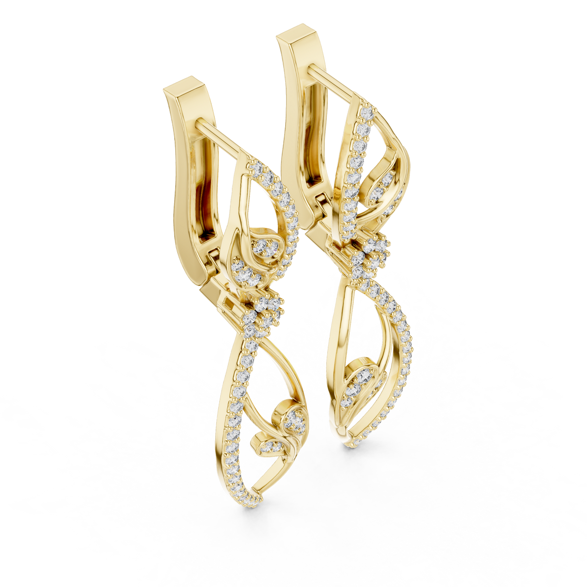 925sterling Silver Iced Out Leaf Earring With Moissanite Diamond Drop Earring