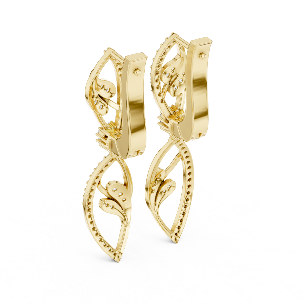925sterling Silver Iced Out Leaf Earring With Moissanite Diamond Drop Earring