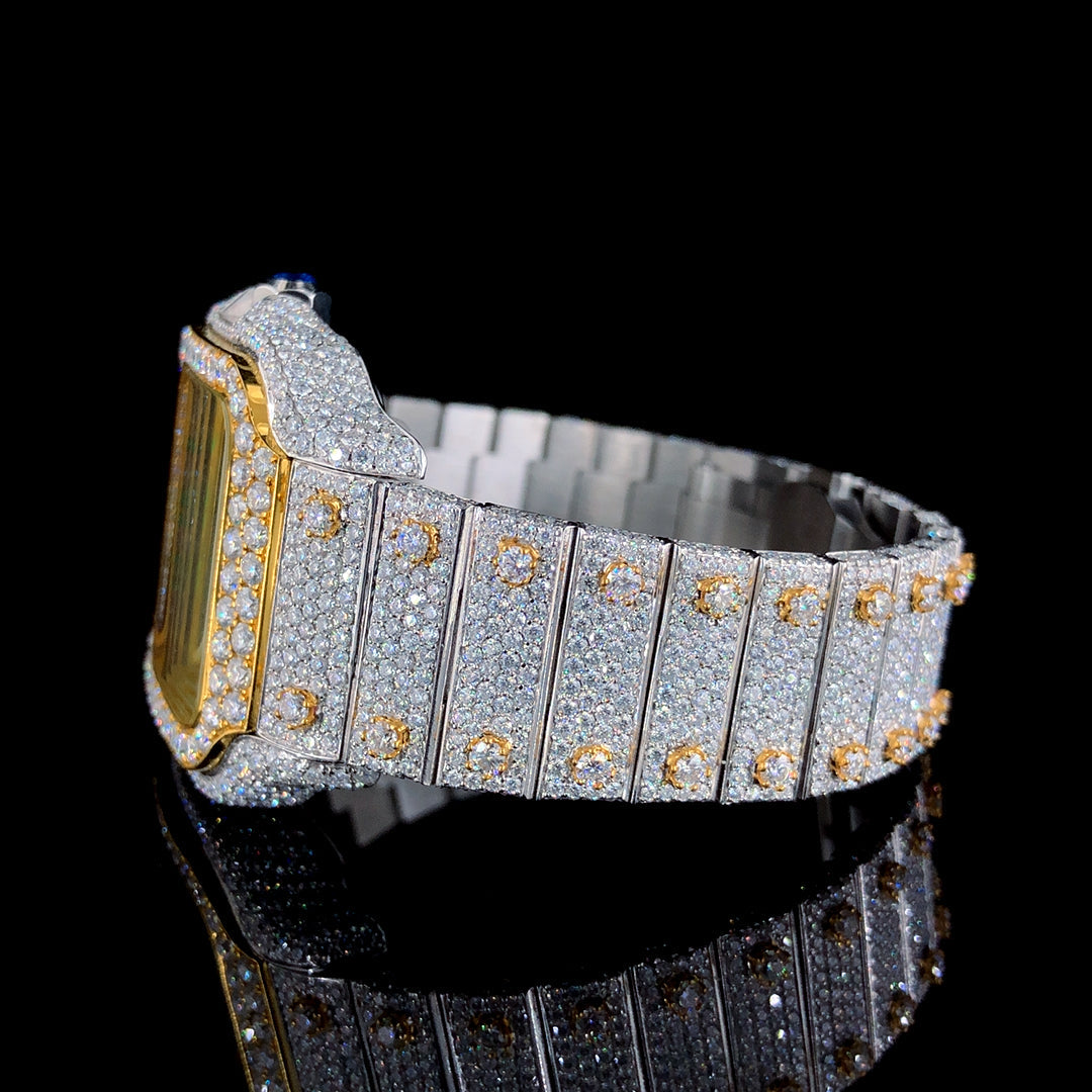 Stainless Steel Iced Out VVS Moissanite Diamonds Wrist Watch
