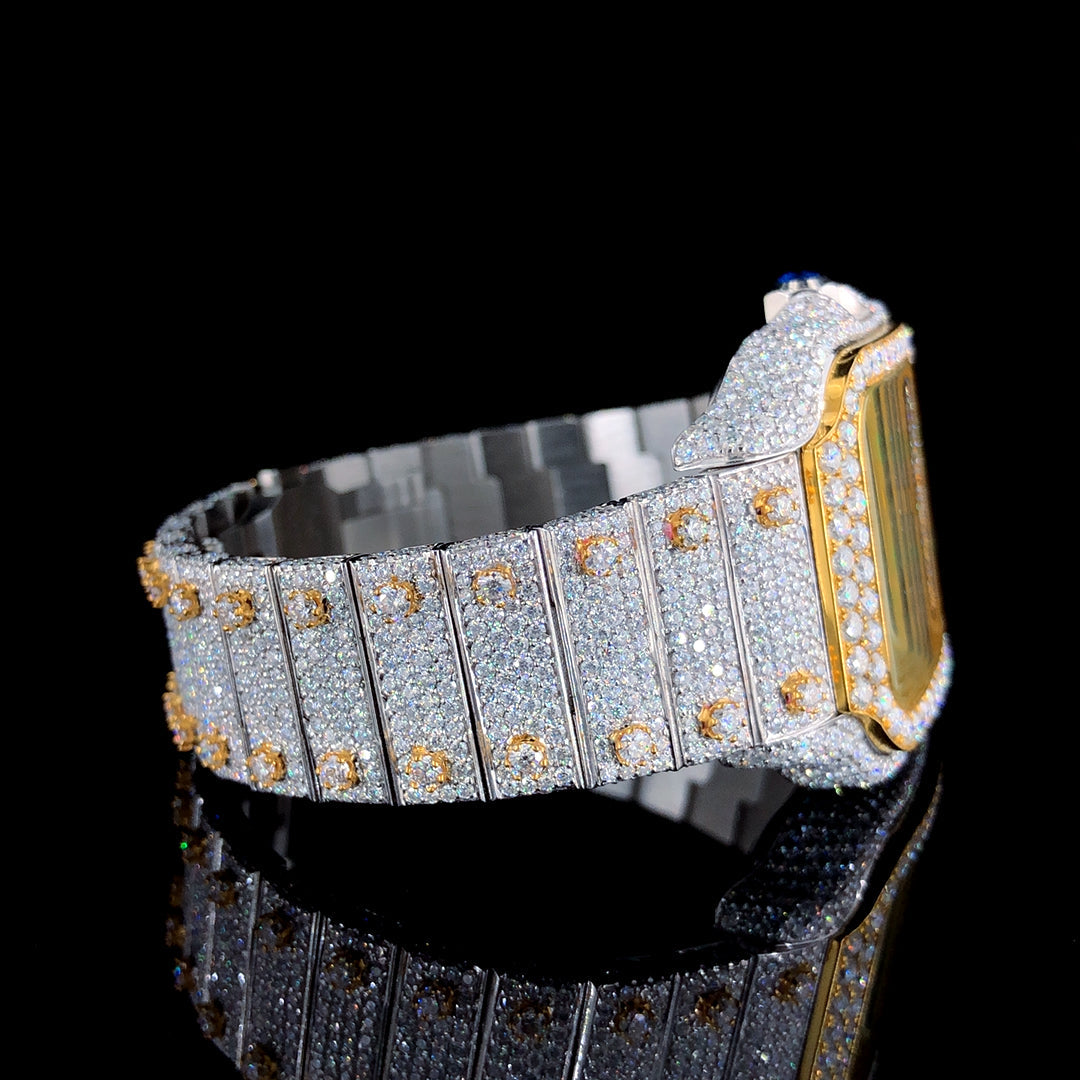 Stainless Steel Iced Out VVS Moissanite Diamonds Wrist Watch