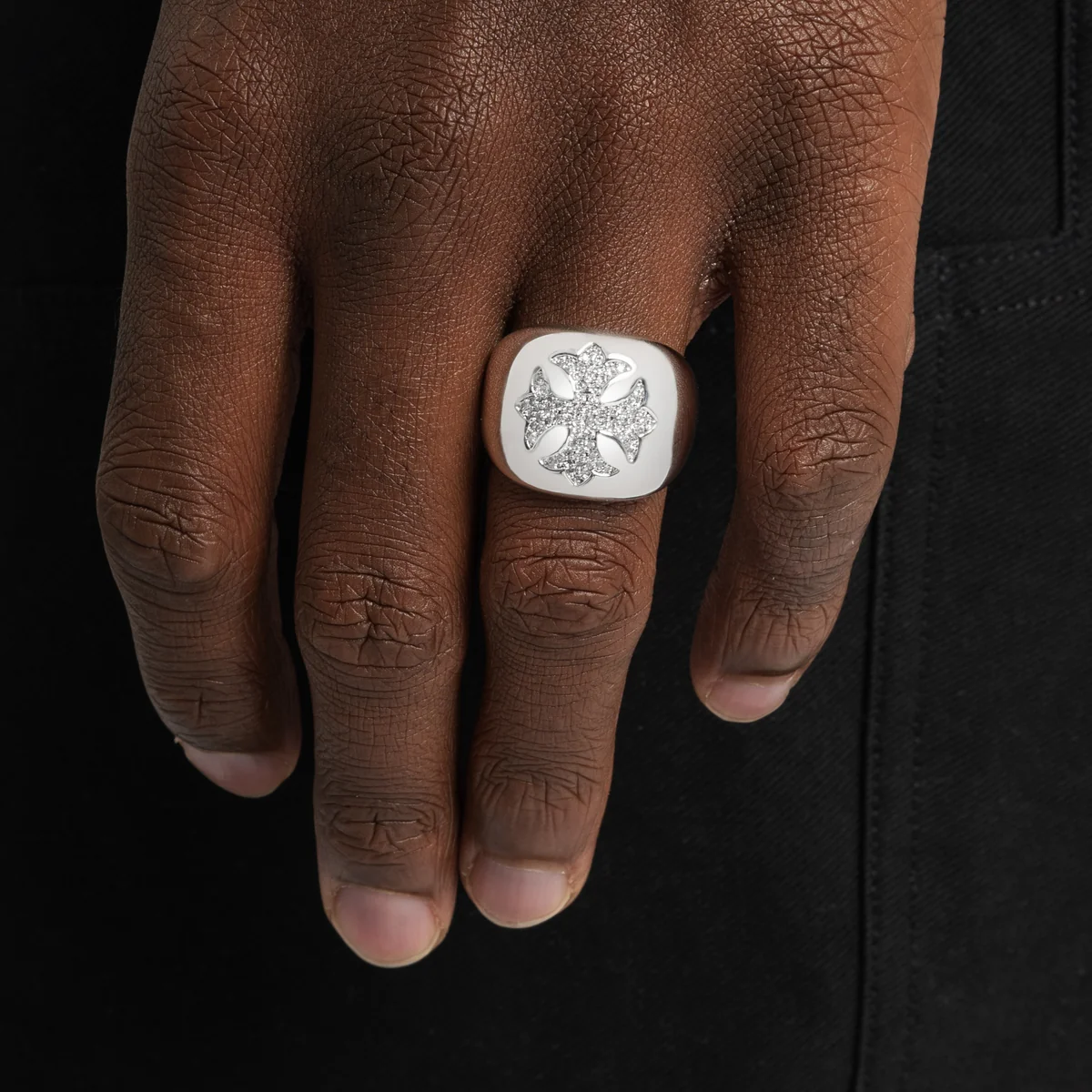 Iced Out 925 Silver Cross Ring VVS Moissanite Diamond Ring