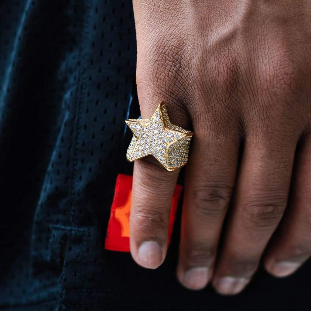 Iced Out Star VVS Moissanite Ring With 925 Sterling Silver Ring