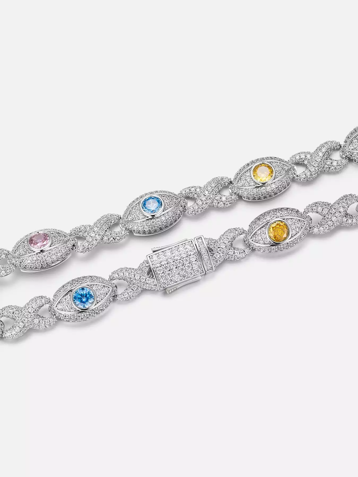 925 Sterling Silver VVS Moissanite Multicolor Diamonds Bracelet For Men Infinity Design