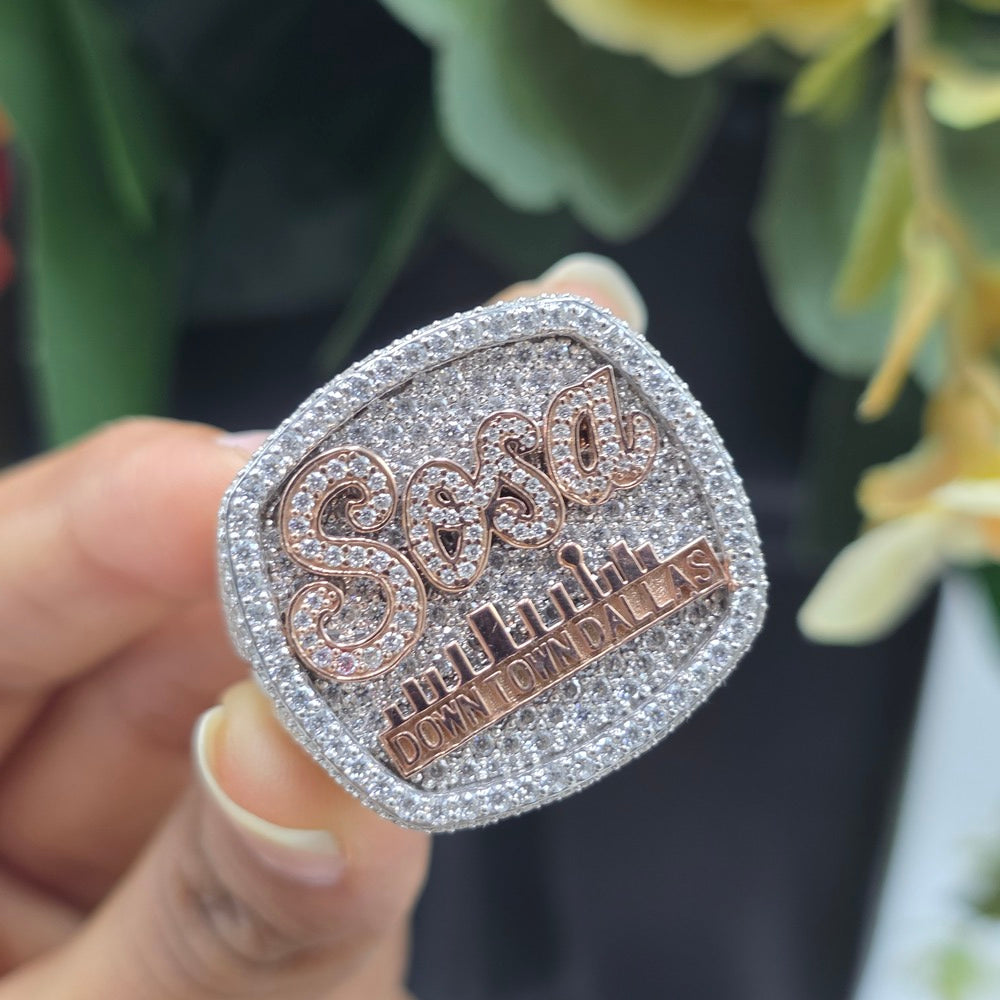 Iced Out Custom Letter Square VVS Moissanite Diamond 925 Sterling Silver Hip Hop Statement  Ring