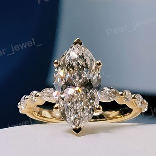 2.15Ct Marquise Moissanite Diamond Iced Out 925 Silver Elegant Prposal Ring Foe Women
