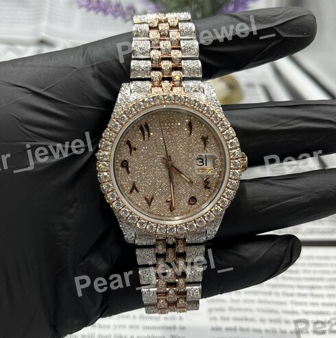 Iced Out Stainless Steel Arabic Case Dial VVS Moissanite Wacth Bust Down Watch