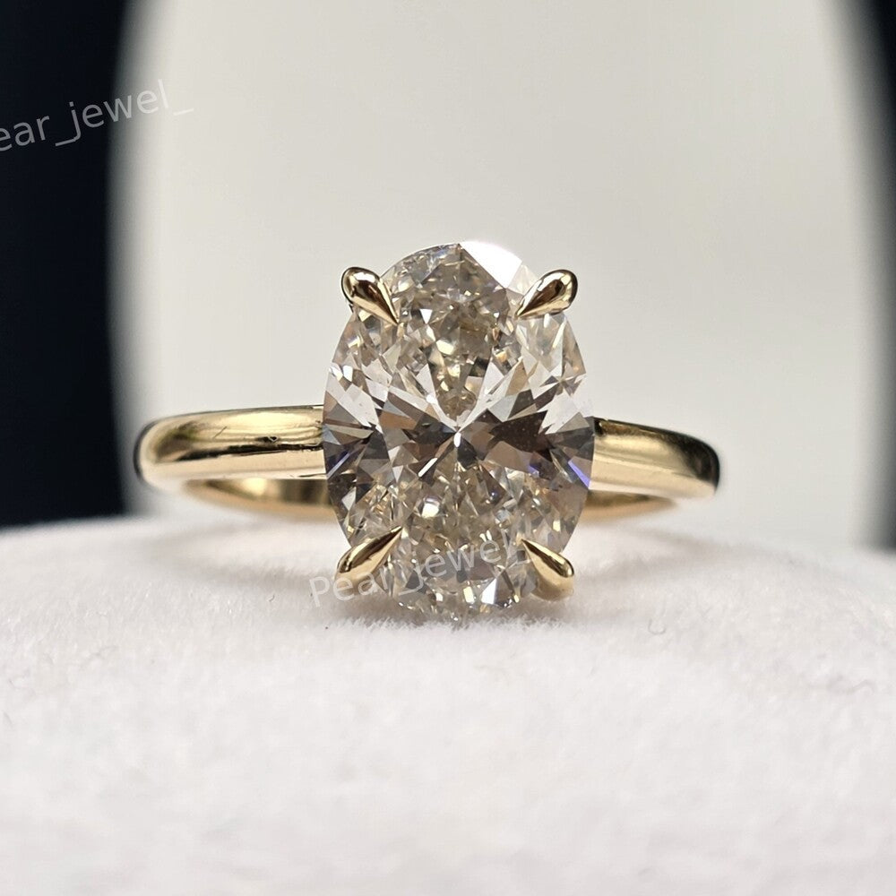 Iced Out 3.50 Ct Oval Cut VVS Moissanite 925 Silver Engagement Ring For Women Daily Wear