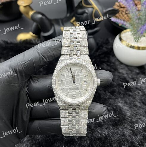 Iced Out Stainless Steel Watch VVS Moissanite Watch Hip Hop Luxury Timepiece