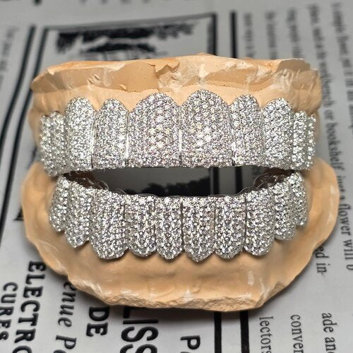 Iced Out Grillz Moissanite Diamond Hip Hop Teeth Jewelry 925 Silver Luxury Full Set Mouth Caps