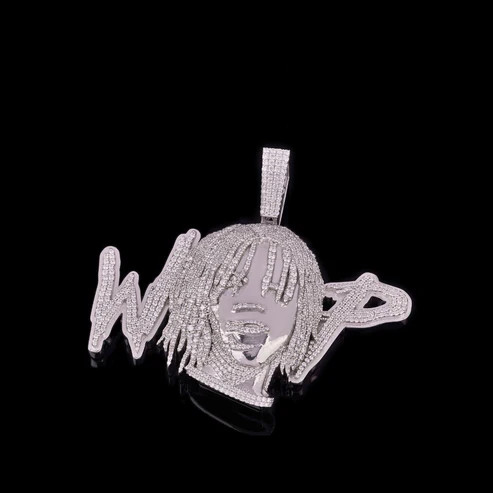 Iced Out 925 Silver Bling Face Letter Pendant Moissanite Diamond Look