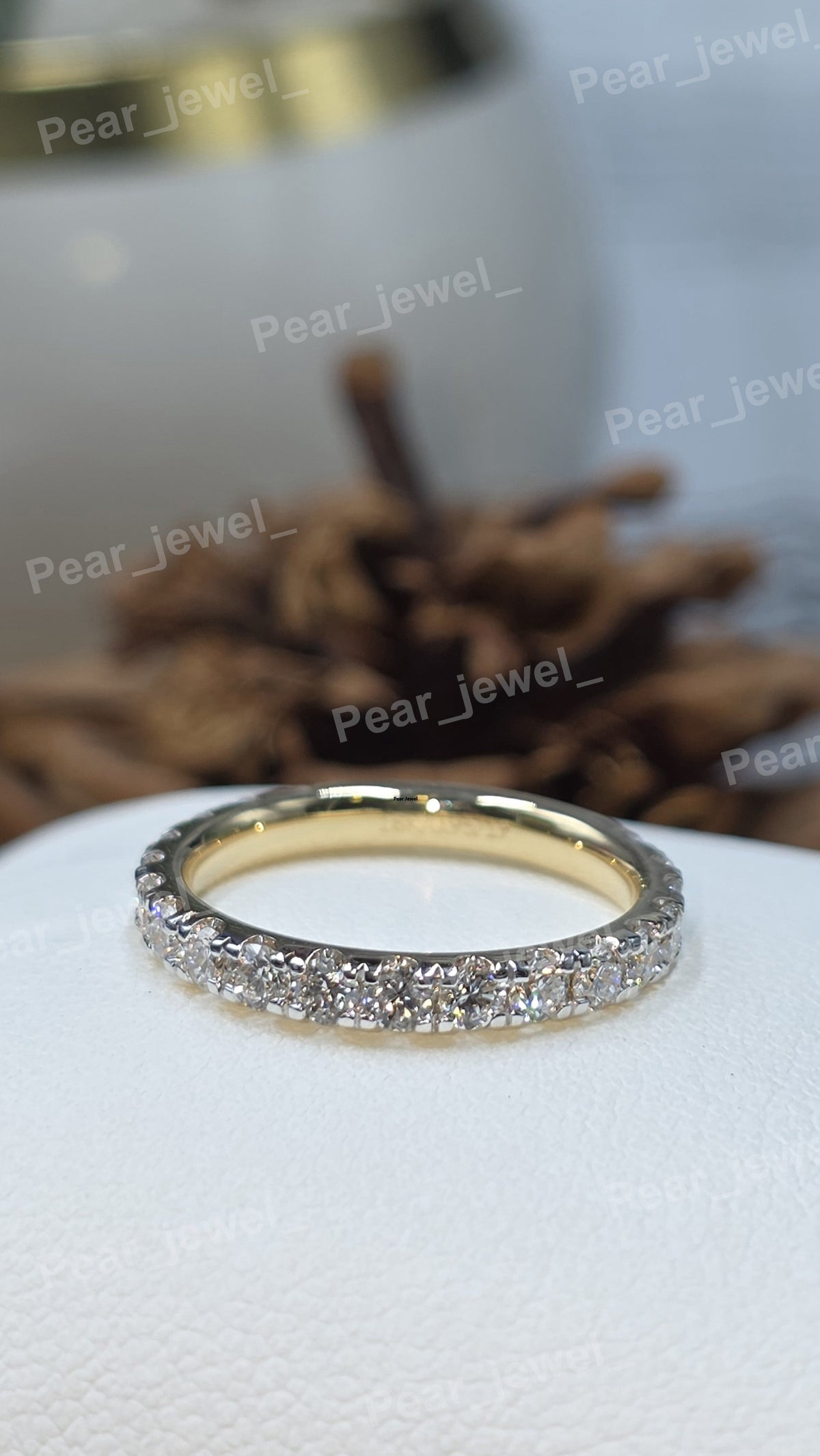 Round Cut VVS Moissanite Half Eternity Band Diamond Wedding Ring Band