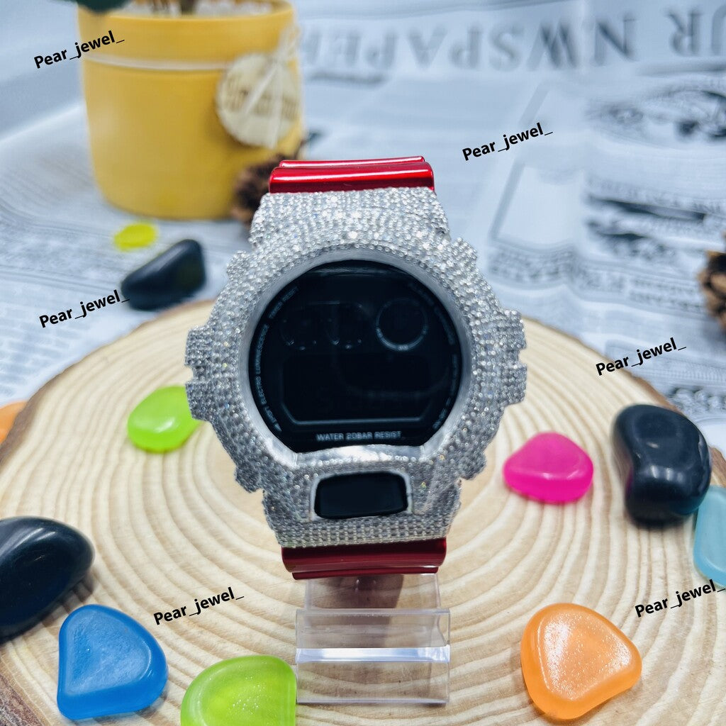 Iced Out Digital Watch Moissanite Diamond Look Bezel Luxury Street Style