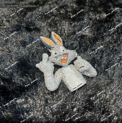 Iced Out Cartoon Buuny 925 Silver Pendant With Moissanite Diamond