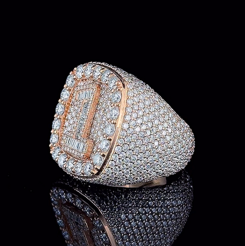 Square Halo Ring With 925 Silver Iced Out Moissanite Diamond Number Ring