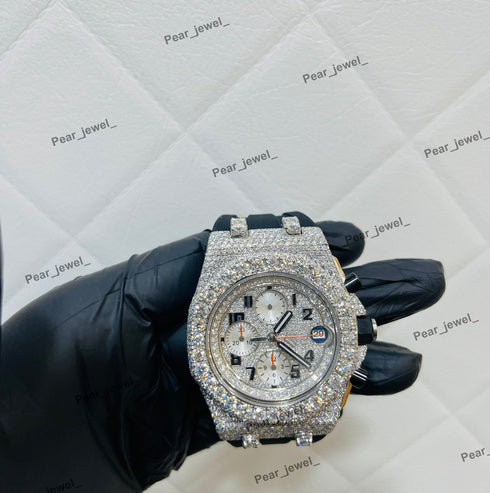 Iced Out Stainless Steel Wrist Watch VVS Moissanite Diamond Luxury Watch