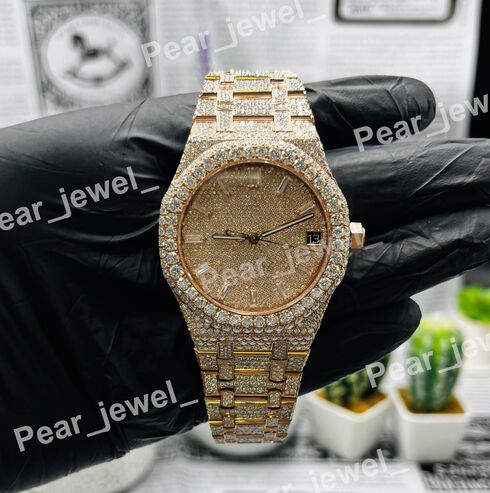 Stainless Steel Iced Out VVS Moissanite Diamond Bust Down watch For Men Wear
