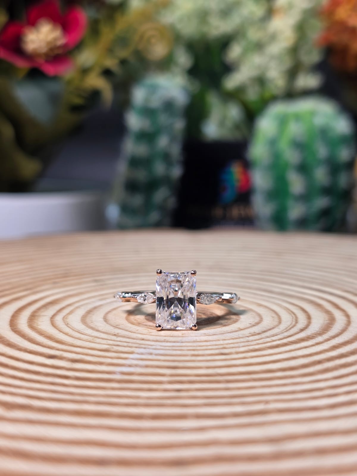 3.85 Ct Radiat Cut Hidden Halo Setting Classy Engagement Ring For Women