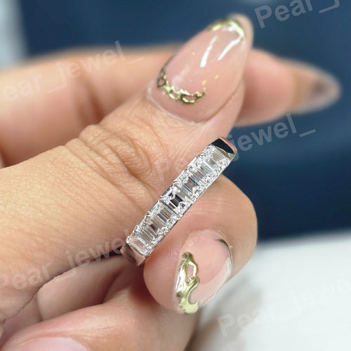 Baguette Cut Moissanite Diamond Iced Out Luxury Wedding Band For Women