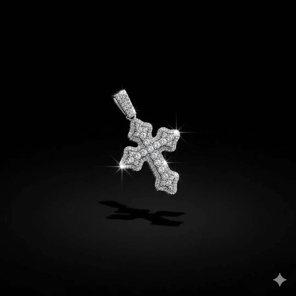 Cross Design 925 Silver Moissanite Diamond Hiphop Pendant