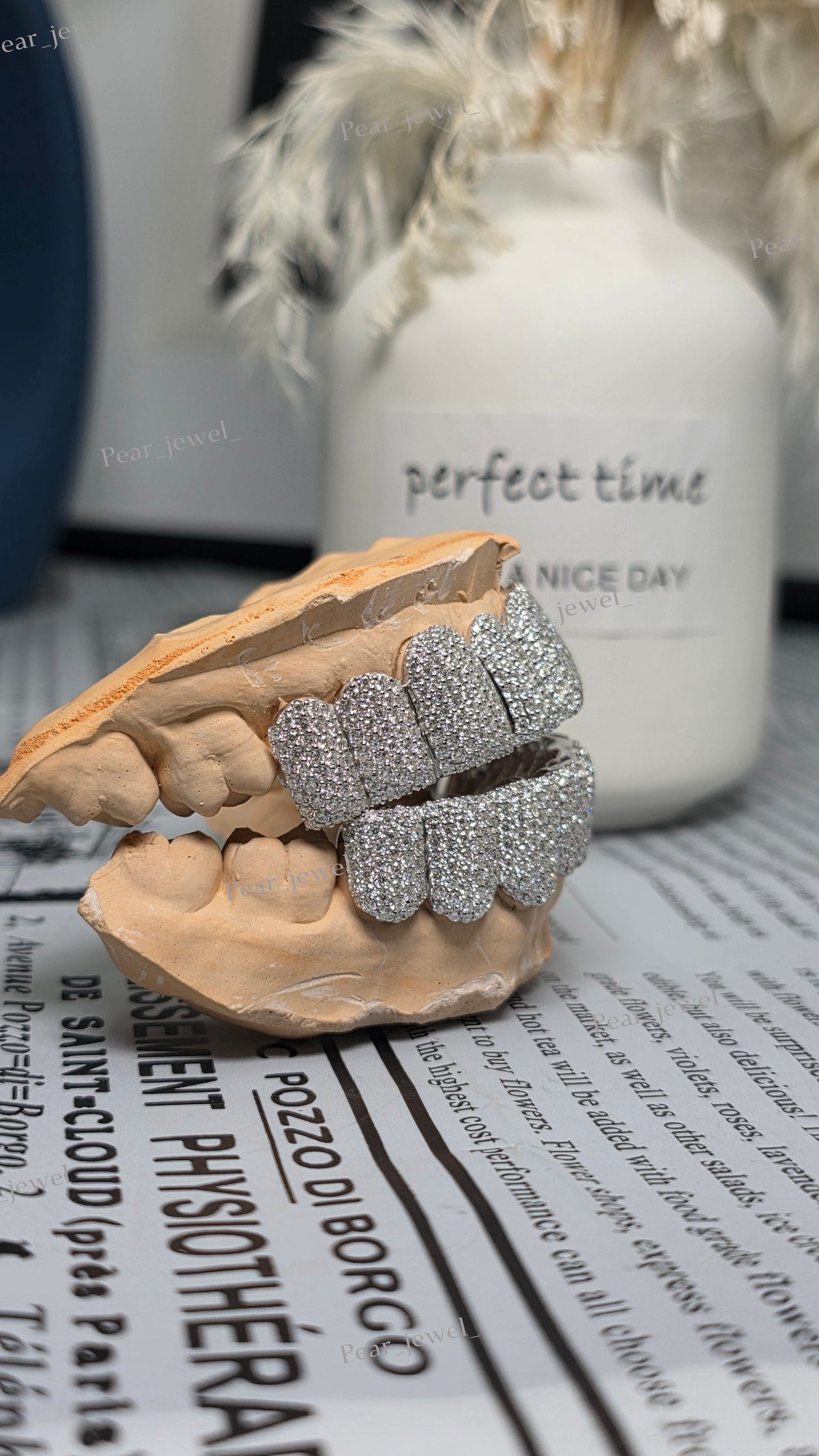 Iced Out Grillz Moissanite Diamond Hip Hop Teeth Jewelry 925 Silver Luxury Full Set Mouth Caps