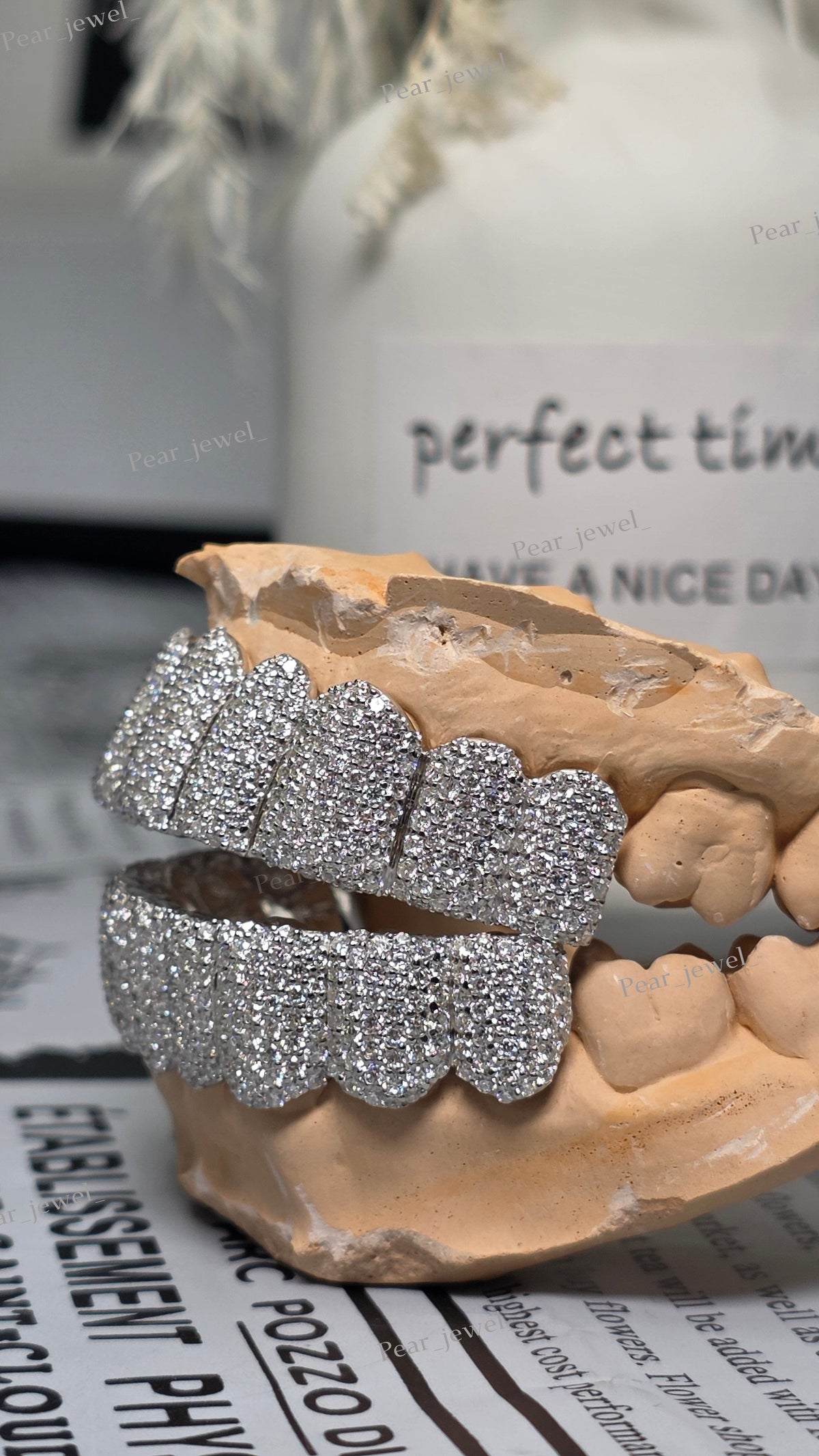 Iced Out Grillz Moissanite Diamond Hip Hop Teeth Jewelry 925 Silver Luxury Full Set Mouth Caps