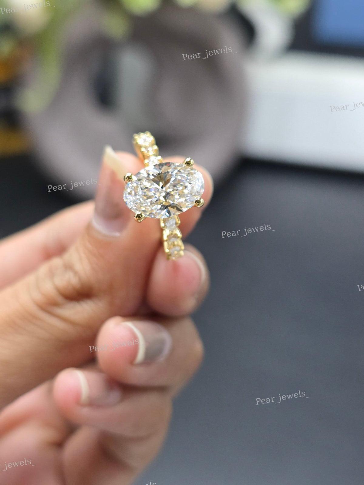 925 Silver Oval Cut Proposal Ring For Women with Halo Setting Ring