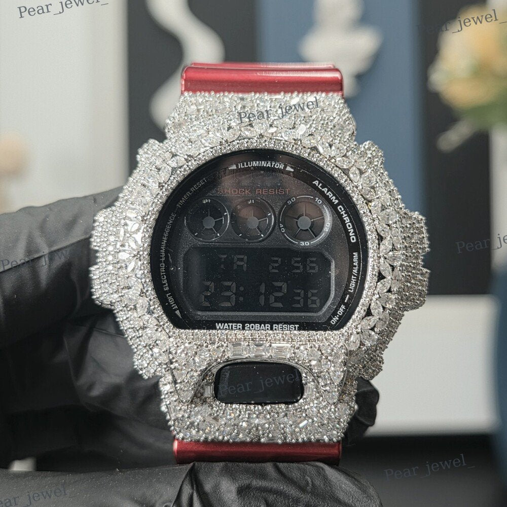 VVS Moissanite Case Dial Digital Bust Down Watch For Unisex Wear