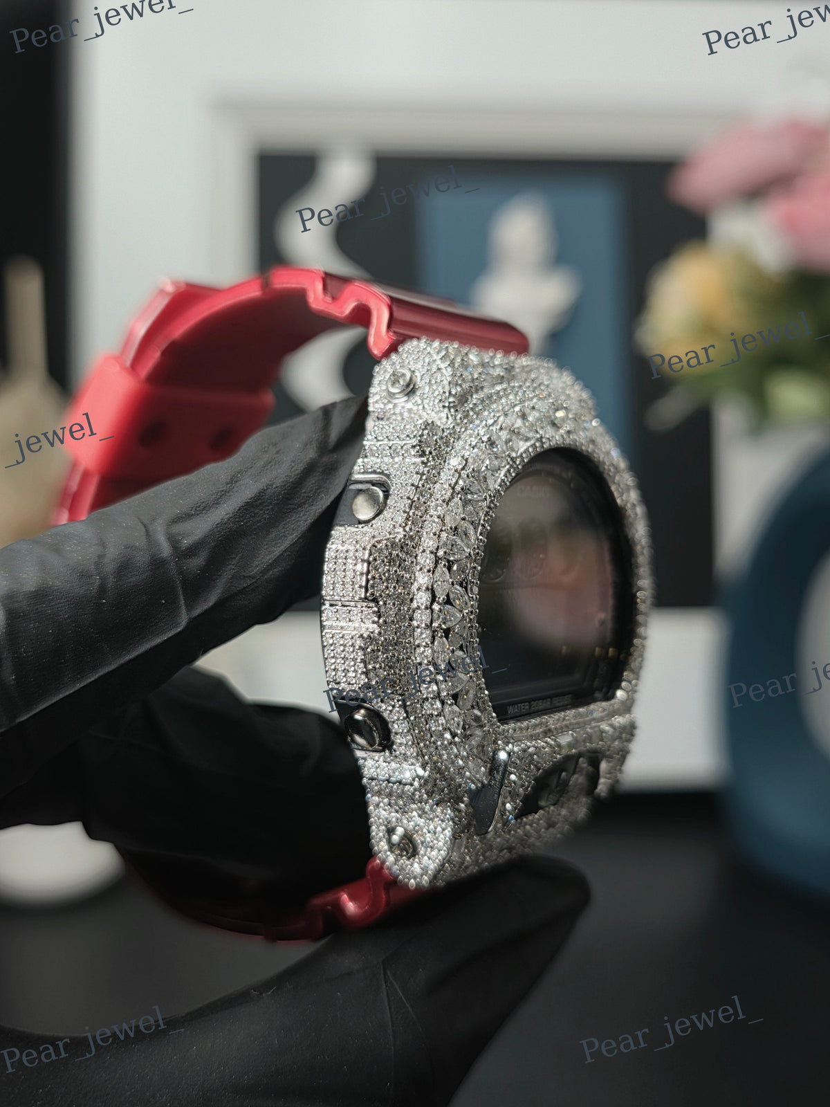 VVS Moissanite Case Dial Digital Bust Down Watch For Unisex Wear