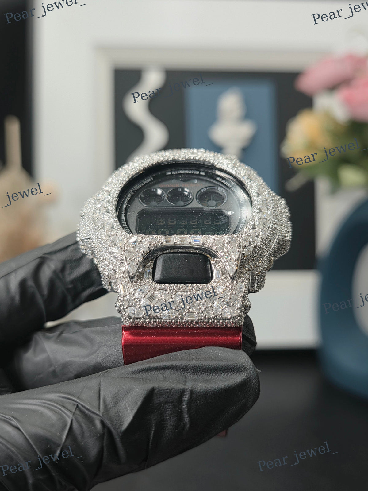 VVS Moissanite Case Dial Digital Bust Down Watch For Unisex Wear