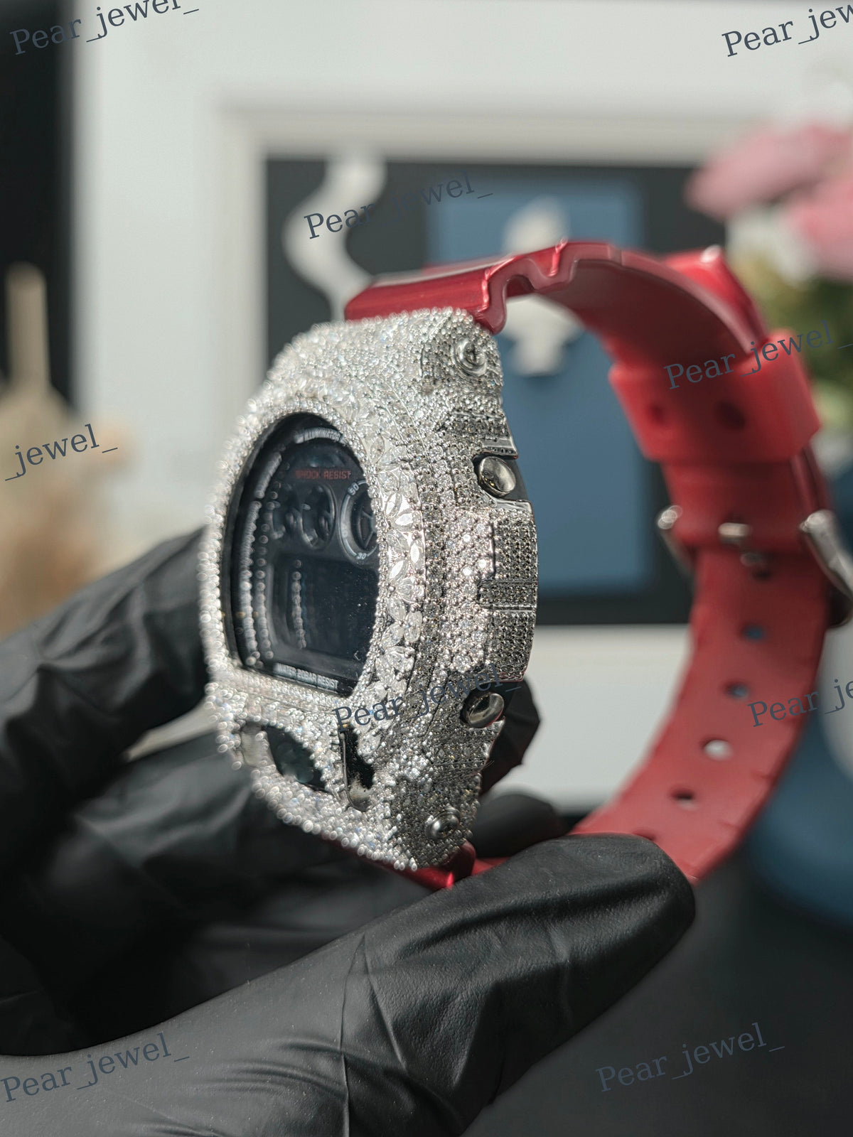 VVS Moissanite Case Dial Digital Bust Down Watch For Unisex Wear
