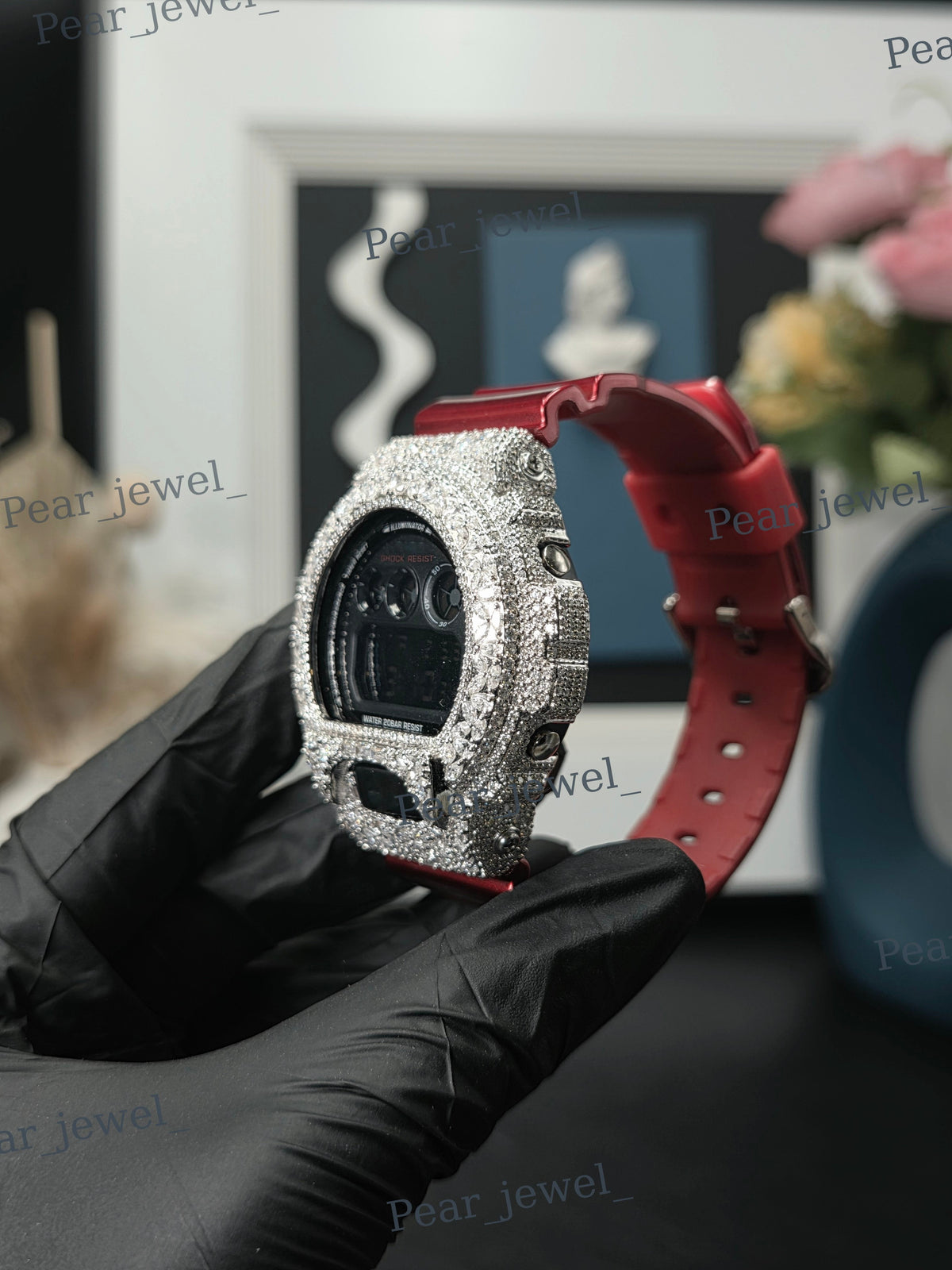 VVS Moissanite Case Dial Digital Bust Down Watch For Unisex Wear