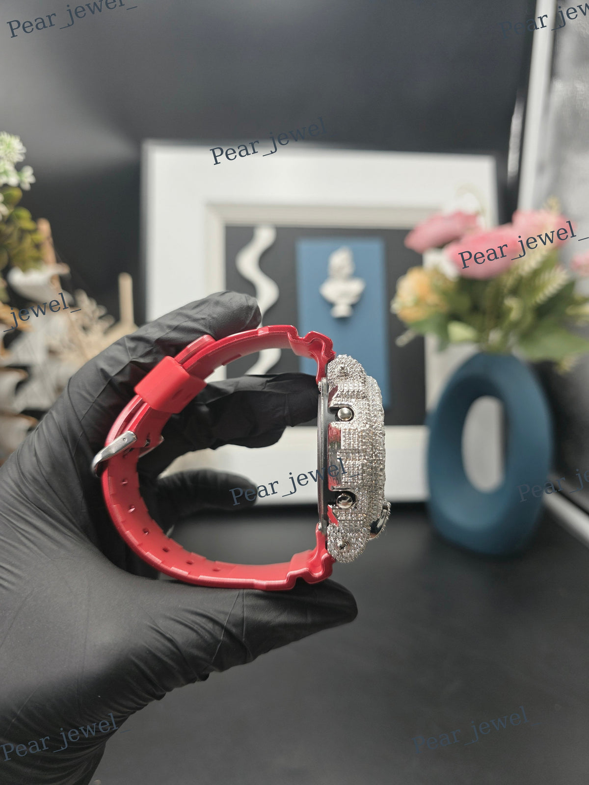VVS Moissanite Case Dial Digital Bust Down Watch For Unisex Wear