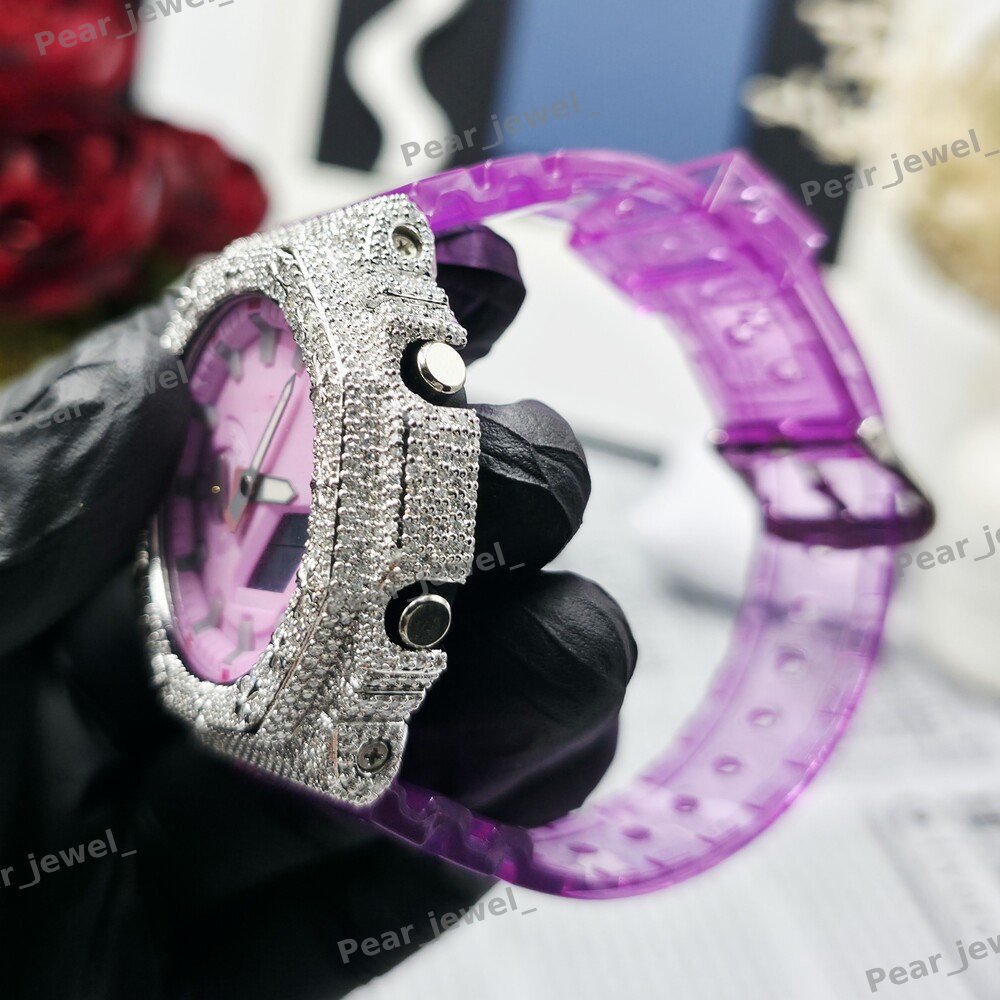 Iced Out Round Cut VVS Moissanite Diamond Case Dial Hip Hop Satetment Watch