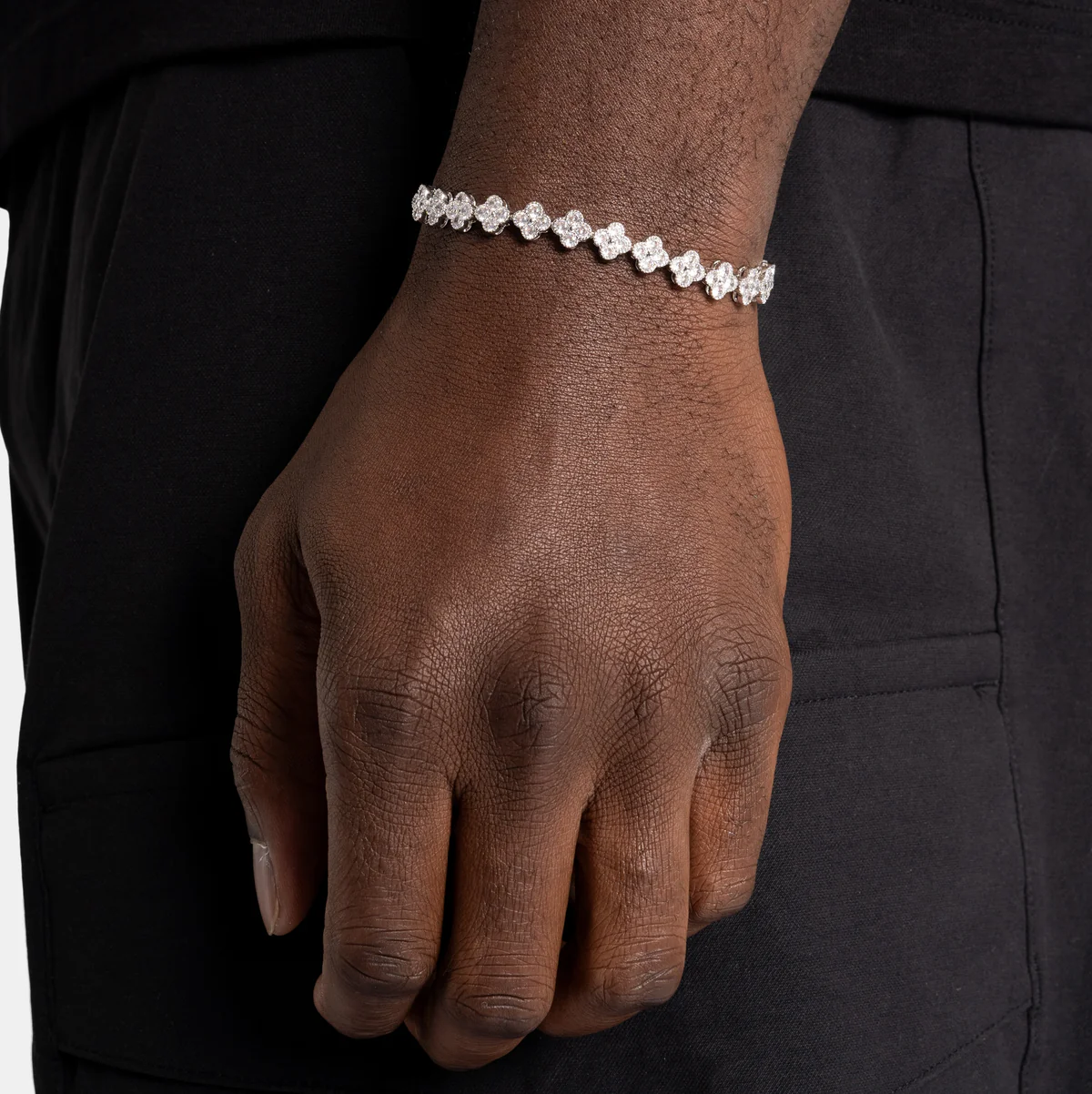 Flower Design Tennis Bracelet In 925 Silver Moissanite Diamonds