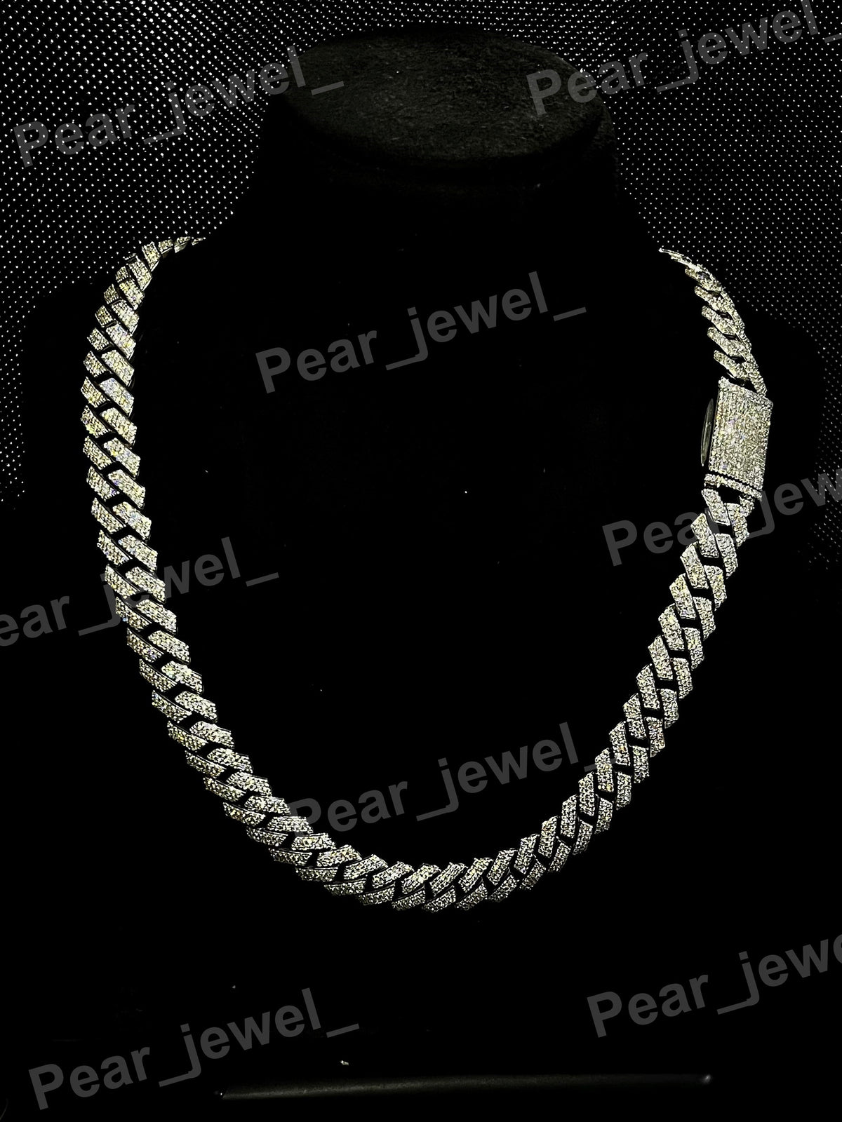 Iced Out 925 Silver VVS Moissanite Diamond cuban Chain With Box Clasps