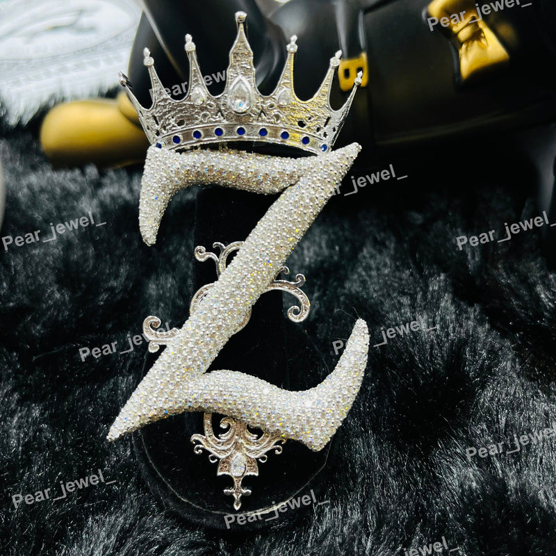 Iced Out Crown Personalize Z Pendant Moissanite Diamond Hip Hop Bling Necklace