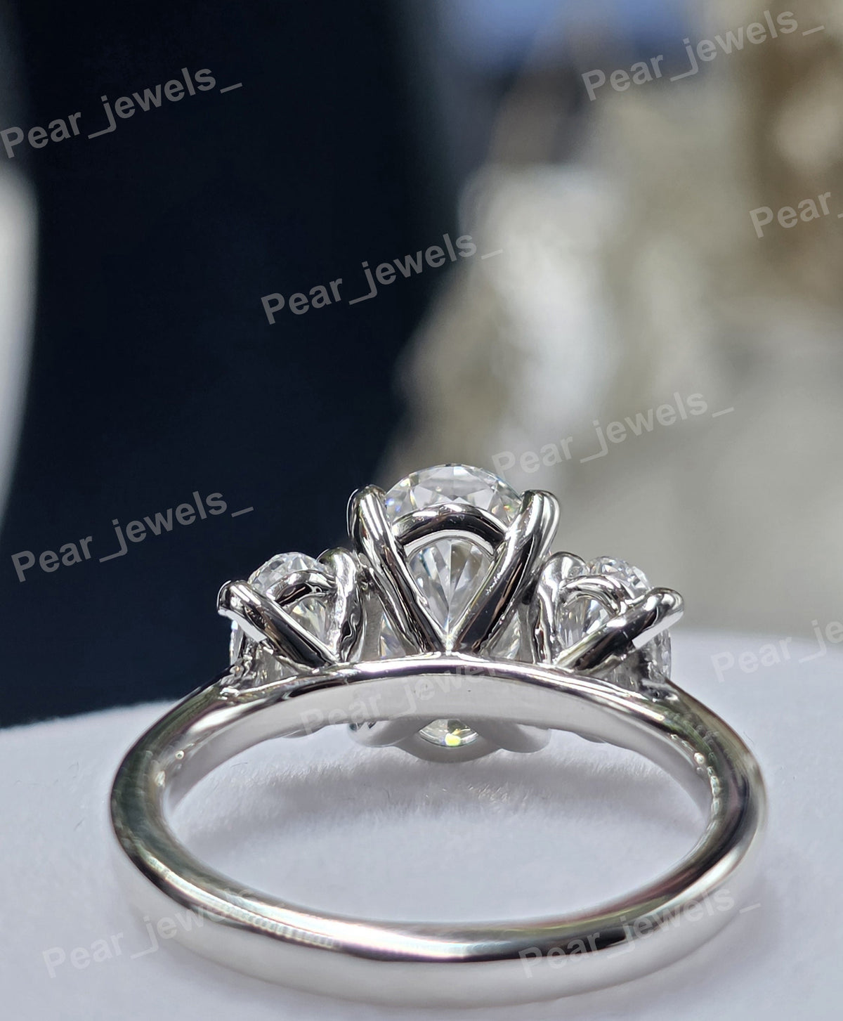 Three Stone Oval Cut Classic Solitaire Engagement Ring - 925 Sterling Silver