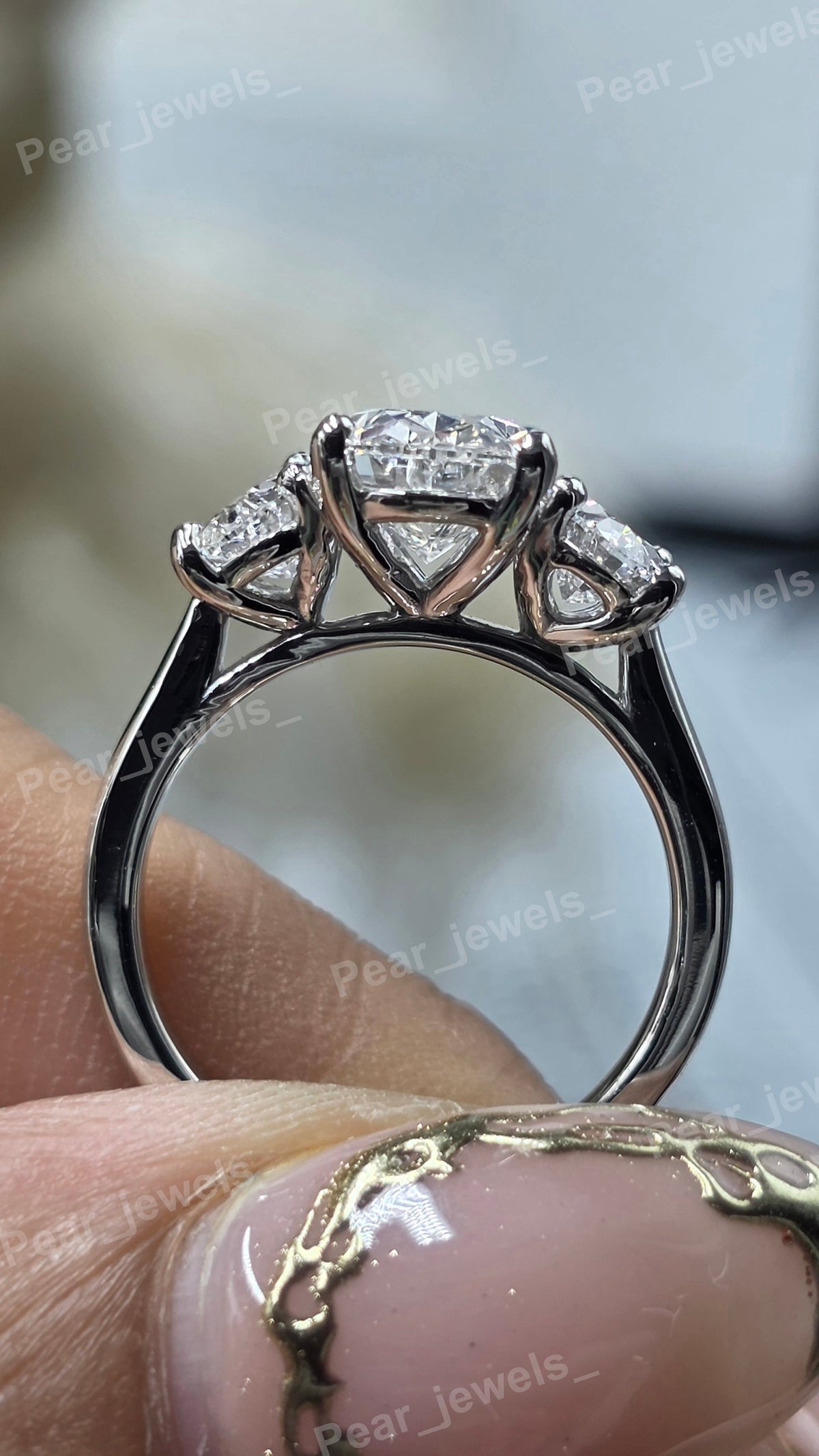 Three Stone Oval Cut Classic Solitaire Engagement Ring - 925 Sterling Silver