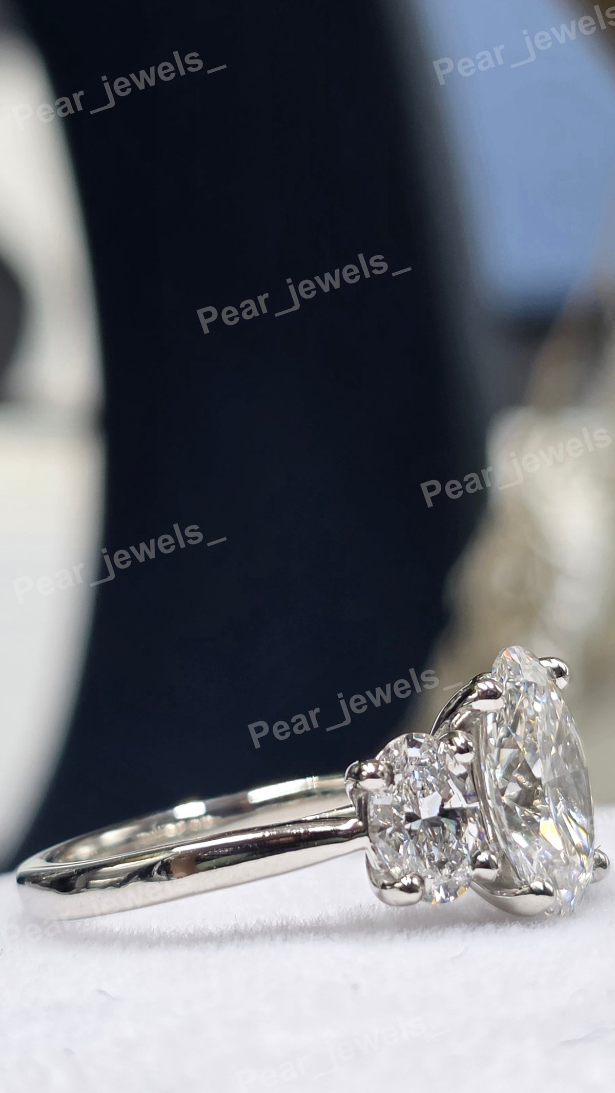 Three Stone Oval Cut Classic Solitaire Engagement Ring - 925 Sterling Silver