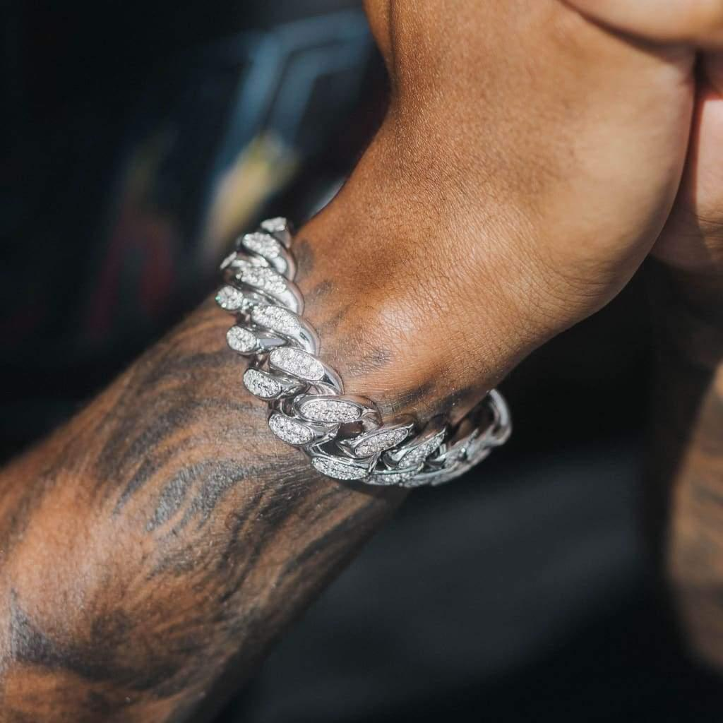 Iced Out Round Cut VVS Moissanite Diamond Cuban Bracelet