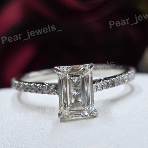 VVS Moissanite 925 Silver Emerald Cut Engagement Ring For Women