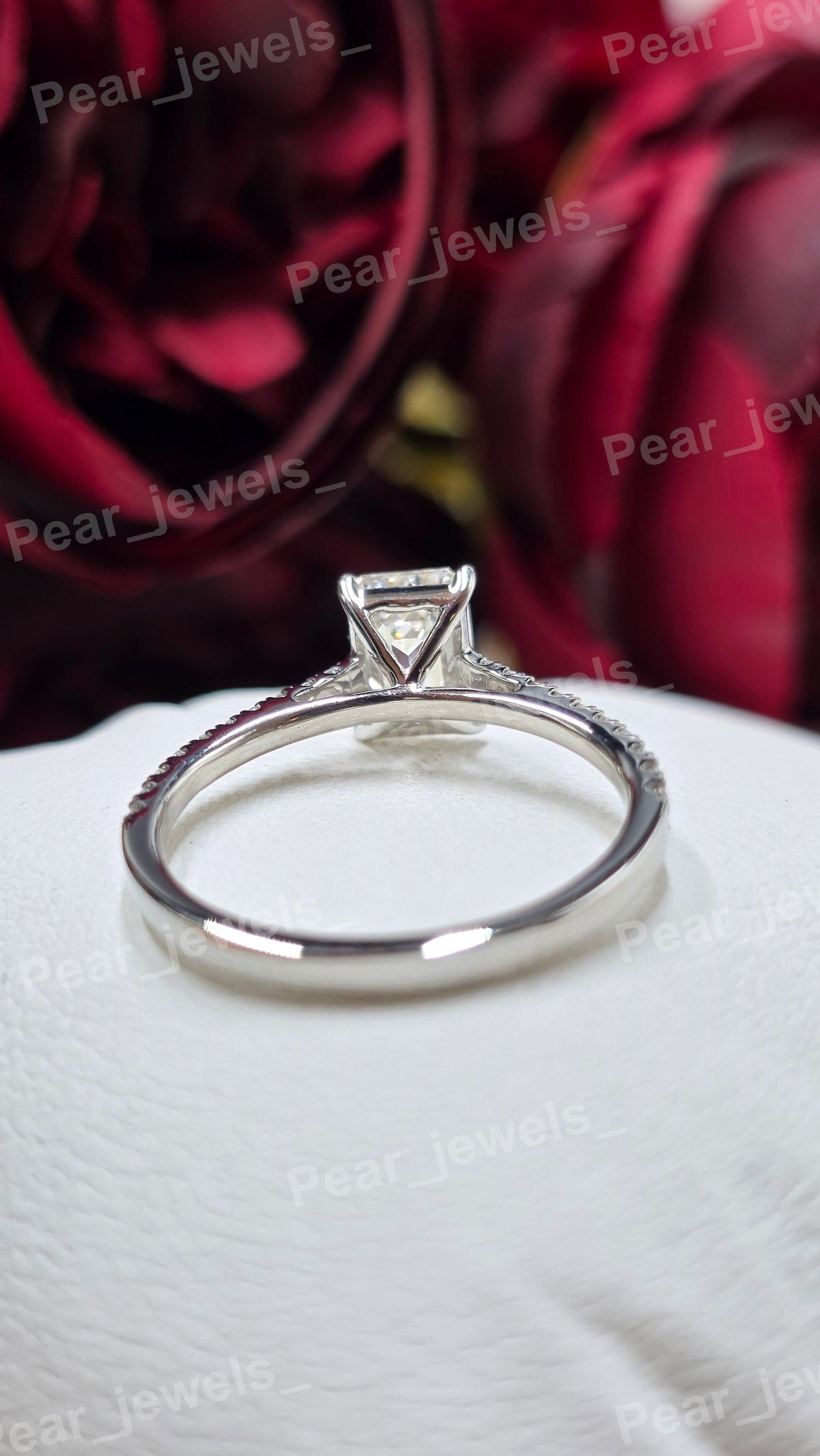 VVS Moissanite 925 Silver Emerald Cut Engagement Ring For Women