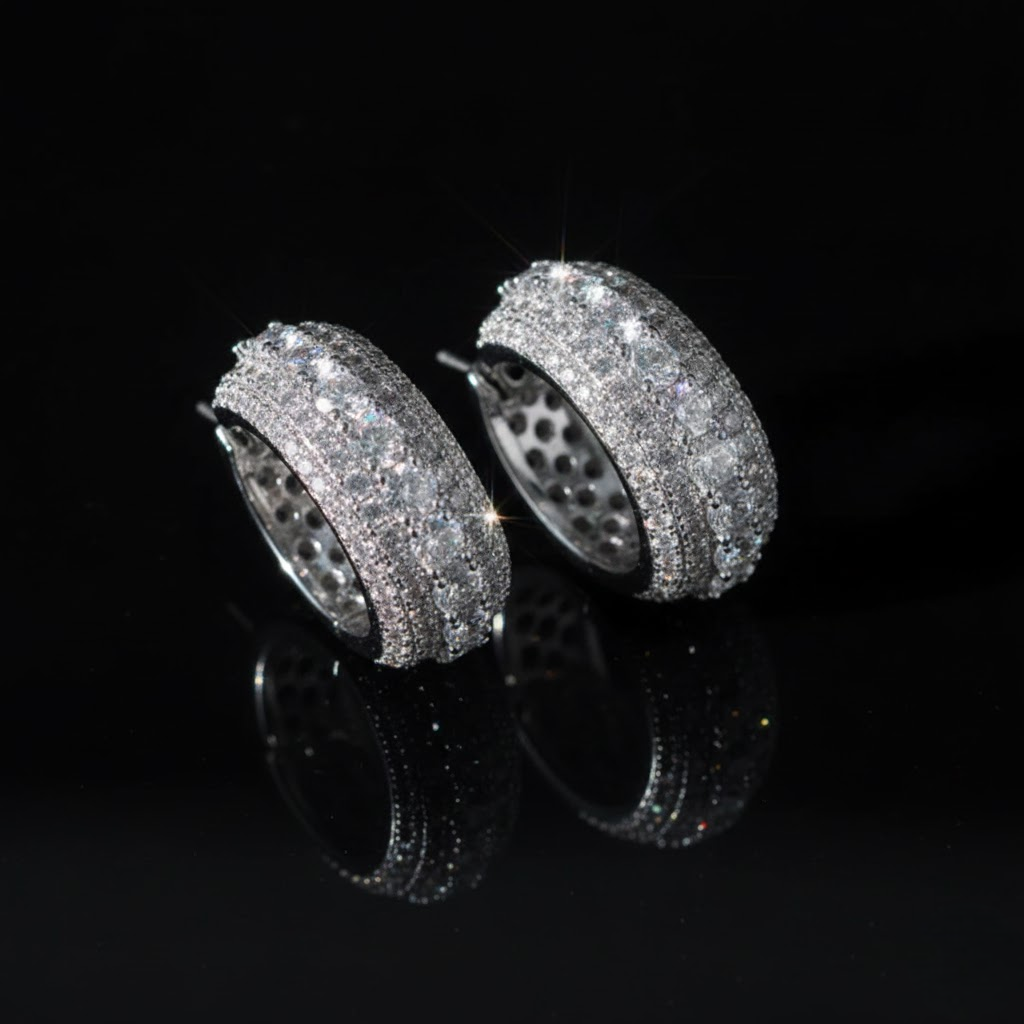 925 Silver Iced Out VVS Moissanite Diamond Ring
