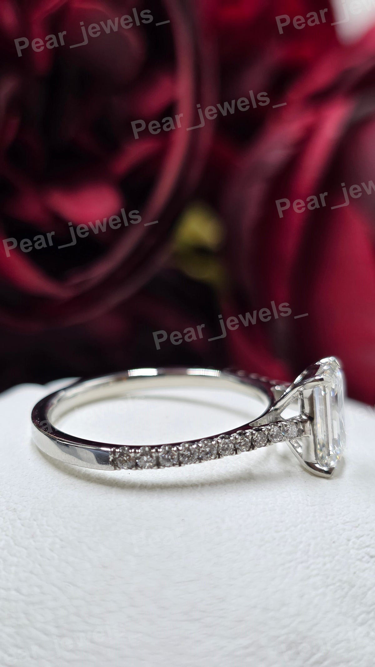 VVS Moissanite 925 Silver Emerald Cut Engagement Ring For Women
